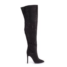 Jennifer Le Crystal Thigh High Boots Style: Jennifer Le Onyx New With Tags & Box Details Hand-Finished Heel Measures Approximately 110mm/ 4.33 Inches Closed Toe 100% Black Suede Austrian Crystal Lambskin Leather: Lining + Insole, Leather Outsole Calf Circumference: Slouchy Fit = One Calf Width: Fits Most With A Calf Diameter Between 14.5” - 17.25” Glamorous Knee-high Boots, Glamorous High Heel Knee-high Boots For Night Out, Luxury Knee-high Boots For Party, Glamorous Over-the-knee Boots For Night Out, Luxury High Heel Knee-high Boots For Party, Luxury Knee-high Boots For Winter Party, Luxury Thigh-high Heeled Boots For Party, Luxury Thigh High Heeled Boots For Party, Glamorous Knee-high Evening Boots