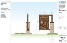 an architectural rendering of the sign for historic brewers mill in monroeville, kentucky with information about it