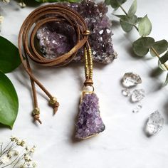 Amethyst Heart Shield Necklace - Shop Dreamers of Dreams Multi Band Ring, Crystal Uses, Talisman Jewelry, Amethyst Heart, Talisman Necklace, Necklace Amethyst, Raw Amethyst, Suede Cord, Jewelry For Men