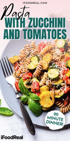 pasta with zucchini and tomatoes is on the cover of foodreall magazine