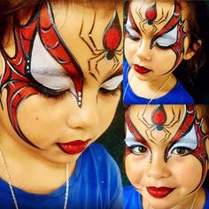 Spider Man Face Paint, Spiderman Makeup, Spider Face Painting, Superhero Face Painting, Face Painting Tips, Face Painting For Boys, Girl Face Painting, Face Painting Tutorials, Spiderman Face