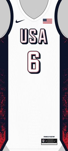 the nike usa basketball jersey is shown in red, white and blue