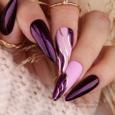 Dark Purple Nails, Purple Nail Art, Purple Acrylic Nails, September Nails, Purple Nail Designs, October Nails, Easy Nails, Purple Nail