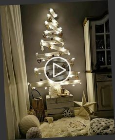 a christmas tree made out of wooden planks