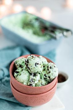 two ingredient base no churn ice cream in a pink bowl on a white plate