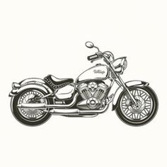 a black and white drawing of a motorcycle