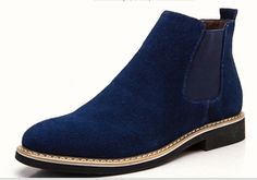 Royal Blue Color Spectator High Ankle Suede Leather Derby Toe Handcrafted Boots sold by Lajuria on Storenvy Blue Leather Business Boots, Blue Ankle Boots For Work, Business Blue Leather Boots, Blue Leather Office Boots, Blue Closed Toe Formal Boots, Formal Blue Closed Toe Boots, Blue Round Toe Workwear Boots, Blue Workwear Boots With Round Toe, Casual Blue Boots For Workwear