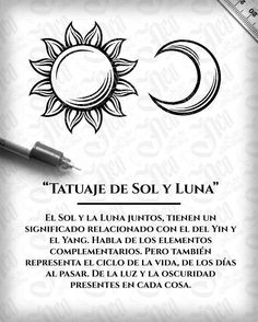 an image of a sun and moon with the words tatuae de sol y luna