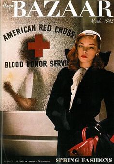 a woman is standing in front of a sign that says bazzaar american red cross blood donor service