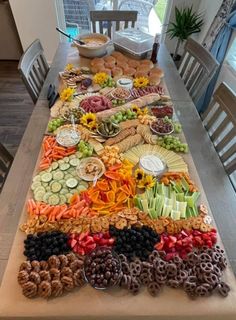 a long table filled with lots of food