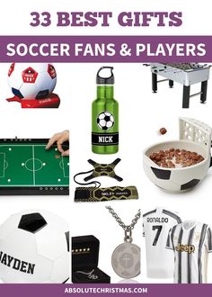 gifts for soccer fans and players with the text, best gifts soccer fans & players