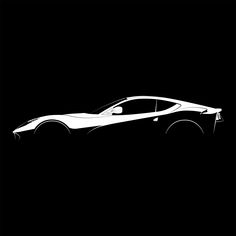 a black and white silhouette of a sports car on a dark background with space for text