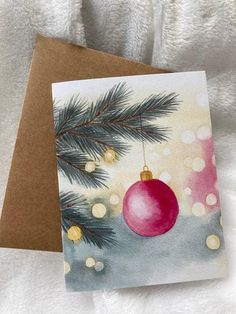 Christmas Card Watercolor, Bokeh Christmas, Watercolor Holiday Cards, Print Christmas Card, Christmas Card Ornaments, Christmas Cards Kids