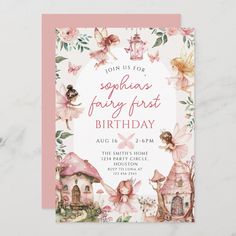 Fairy First Birthday Party Invitations, Winter Fairy Birthday, Fairy First Birthday Party Ideas, My Fairy First Birthday, Fairy 1st Birthday, Fairy Invitations, Baby First Birthday Themes