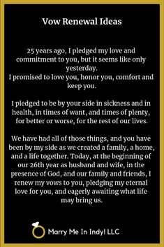 a poem written in black and gold with the words vows