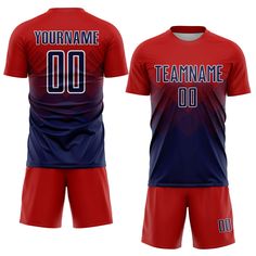 Custom Soccer Uniforms - Custom Red Navy-White Sublimation Soccer Uniform Jersey Sialkot Pakistan, Volleyball Jersey, Soccer Uniforms, Blue Football, Orange Texas, St. Patricks Day, Alpha Kappa Alpha, 3d Pattern, Red And Teal