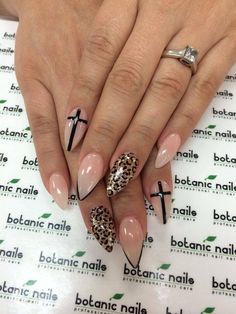 💅 Cross Nail Art, Botanic Nails, Cross Nails, Nails Arts, Stiletto Nail Art, Nails Stiletto, Manicure Gel, Leopard Prints