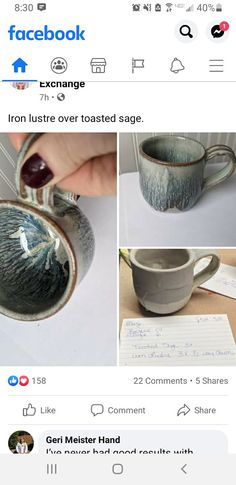 the facebook page has pictures of coffee cups and saucers