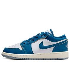 (GS) Air Jordan 1 Low SE 'Industrial Blue' FN9137-141 Blue And White Jordans, Nike Jordan 1 Low, Air Jordan Low, Jordan Style, Industrial Blue, Jordan Low, White Industrial, Back To School Shoes, Womens Air Jordans