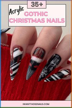 Get ready to sleigh this holiday season with these dark and mysterious gothic Christmas nails. With a touch of glitter and a dash of edge, your manicure will be the talk of every holiday party. Unleash your inner goth queen and make a statement nail that Santa won't soon forget!