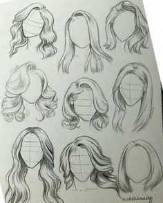 a bunch of drawings of different hair styles