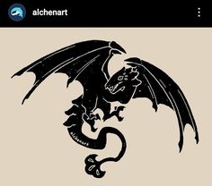 a black and white drawing of a dragon on a beige background with the words alchemart above it