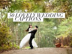 a man and woman in wedding attire standing on a dirt road with the words love quest above them