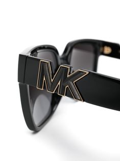 logo-plaque square-frame sunglasses from MICHAEL KORS featuring black, gold, logo plaque at the arm, tinted lenses, square frame, straight arms and curved tips. These glasses come with a protective case.. All glasses from FARFETCH are sold as non-prescription frames.. | Michael Kors Logo-Plaque Square-Frame Sunglasses Gold Logo, Square Frame, Sunglass Frames, Square Frames, Protective Cases, Lenses, Michael Kors, Sunglasses, Square