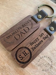 a wooden keychain with the words world's best dad engraved on it