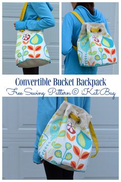 the convertible bucket bag pattern is easy to sew