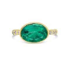 14k Colombian Emerald Ring With Brilliant Diamonds Colombian Emerald Ring, Solid Gold Band, Ring Bezel, Colombian Emeralds, Local Jewelry, Diamonds Ring, Oval Ring, Jewelry Holder, Brilliant Diamond