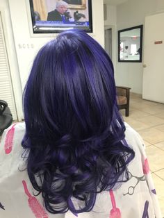 Dark Indigo Hair, Indigo Hair Color, Blue Hair Streaks, Indigo Hair, Blue Purple Hair, Skunk Hair, Dark Purple Hair, Split Dyed Hair, Dramatic Hair