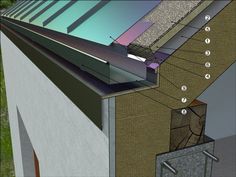 an image of a section of a house showing the insulation layers and features in it