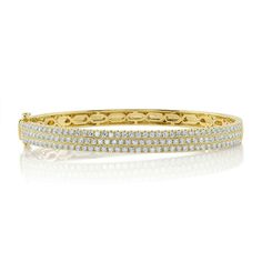 14K gold with 2.35-carat diamond pave wide round bangle bracelet. Model Number: SDL55010777V2ZSWY Rings Fancy, Mens Diamond Jewelry, Pendants Diamond, Bracelet Model, Cocktail Fashion, Pave Bangle, Necklaces Diamond, Gemstone Diamond Ring, Diamond Pendants