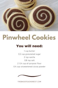 the recipe for pinwheel cookies is shown