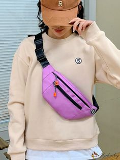 BirdinBag - Stylish Multi-Layer Waist Bag with Earphone Port - The Ultimate Fanny Pack Color Violet, Adjustable Bag, Violet Purple, Waist Bag, Sling Bag, Fanny Pack, Multi Layering, Violet, Size Medium