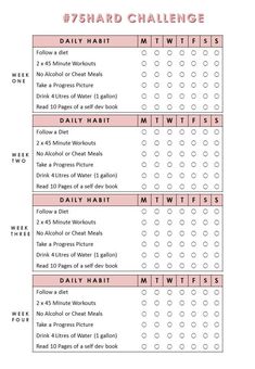 75 Challenge, 75 Hard Challenge, 45 Minute Workout, Hard Challenge, Printable Workout, 75 Hard, Habit Tracker Printable, Resep Diet, Workout Log