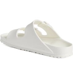 Birkenstock Essentials Arizona Waterproof Slide Sandal | Nordstromrack Functional White Open Toe Sport Sandals, Classic Outdoor Synthetic Sandals, Functional White Sandals With Cushioned Footbed, White Cushioned Sandals, Functional White Open Toe Sandals, White Slip-resistant Synthetic Sport Sandals, Classic Synthetic Slides With Cushioned Footbed, Classic Synthetic Slides With Textured Footbed, Lightweight Synthetic Slides