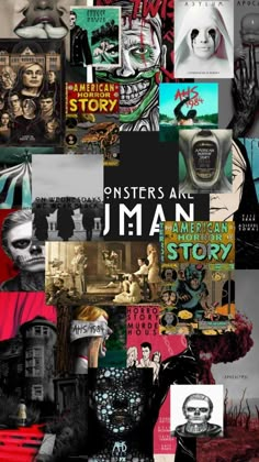 a collage of images with the words monsters and human stories written in black on them