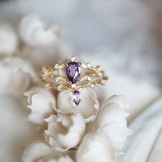 Purple Engagement Rings, Amethyst Wedding Rings, Birthstone Stacking Rings, Amethyst Engagement Ring, Double Rings, Amethyst Wedding, Amethyst Ring Engagement, Purple Amethyst Ring, Curved Wedding Band