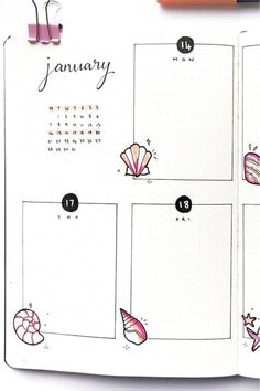 an open planner with pictures and numbers on it