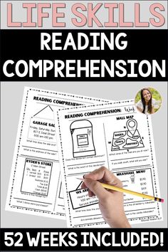 reading worksheets with the title life skills reading comprehension