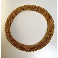 This is part of Chairish’s Costume Jewelry assortment.  Spectacular Vintage CINER Jewelry Yellow 18k Gold Plated Metal Caviar or Bubble Designs Beaded Collar Necklace from the early 1980s.  17" by 1.5" thick Gold Necklace With Gold Beads For Evening, Gold Hallmarked Necklaces For Evening, Luxury Gold Evening Choker, Luxury Gold Choker For Evening, Formal Gold Flexible Necklace, Luxury Gold Choker For Formal Occasions, Luxury Gold Choker With 17 Jewels, Elegant Gold Ceremonial Choker, Gold Hallmarked Necklace For Party