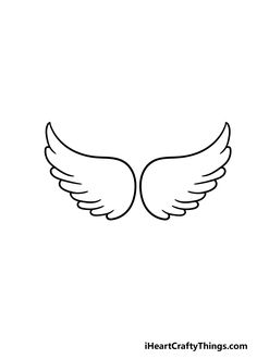 the outline of an angel wings on a white background with text that reads, i heart crafty things