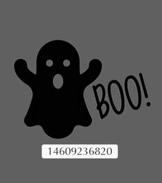 a black ghost with the word boo on it's chest and an image of a ghost