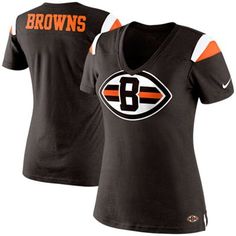 Nike Cleveland Browns Ladies Fashion Football Premium T-Shirt - Brown Football Football, Brown Jacket, Denver Broncos