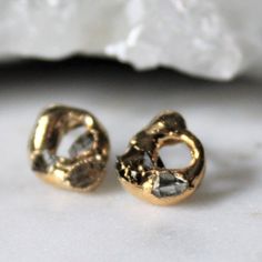 Herkimer Diamond Earrings Diamond Hoops Raw Crystal Studs | Etsy Jordan Raw Black Diamond, Textured Gold Earrings, Herkimer Diamond Earrings, Black Diamond Studs, Studs Gold, Earrings Diamond, Raw Diamond, Gold Crystal, Herkimer Diamond