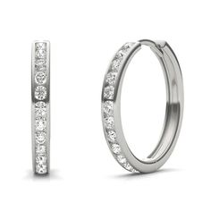 Make a statement with these striking midi hoop earrings, enhanced by a channel of lab grown diamonds. Crafted in stunning 14k gold, they boast a row of round stones and secure effortlessly with a convenient hinged latch back. Channel Set, Lab Grown, Lab Grown Diamonds, Lab, Hoop Earrings, Diamonds, Stone, Gold