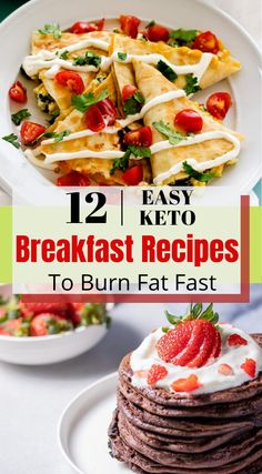 Start your morning with these easy keto breakfast recipes to lose weight fast. These quick and simple low carb recipes include all your favorite pancakes, muffins, eggs, burrito, tacos, casserole and smoothies. And for vegetarian diet it has cereals, avocado, breads, bagels, made from almond flour that are dairy free, gluten free and paleo friendly. When you are on the go and want no egg keto breakfast to make ahead or meal prep try these healthy recipes. #keto #ketorecipes #lowcarb Egg And Grapefruit Diet, Ketogenic Breakfast, Desayuno Keto