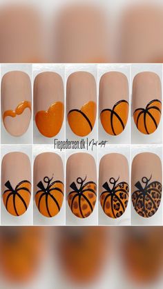 Holiday Pedicure, Nail Instructions, Pumpkin Nail Designs, Halloween Nail Art Tutorial, Cake Gel, Pumpkin Nail Art, Pretty Fingers, Nail Art Halloween, Holloween Nails